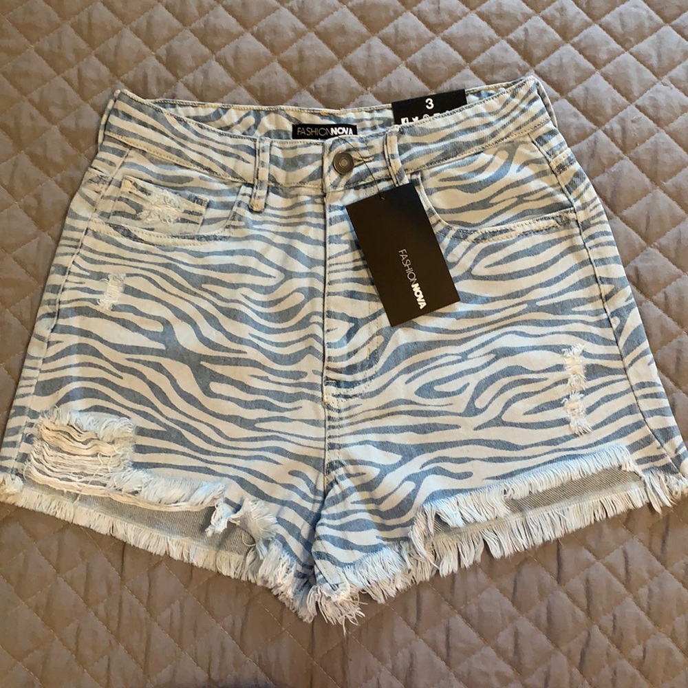 Fashion Nova Zebra Denim Shorts